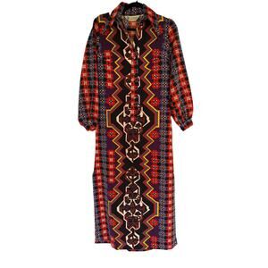 Vintage 70s Lanvin psychedelic dagger collar shirt dress